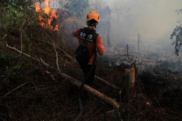 Kebakaran lahan gambut di Kubu Raya