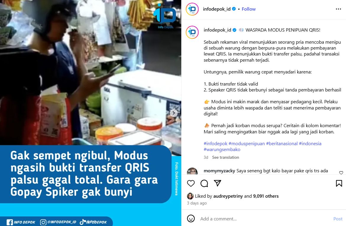 Modus penipuan menggunakan QRIS palsu.