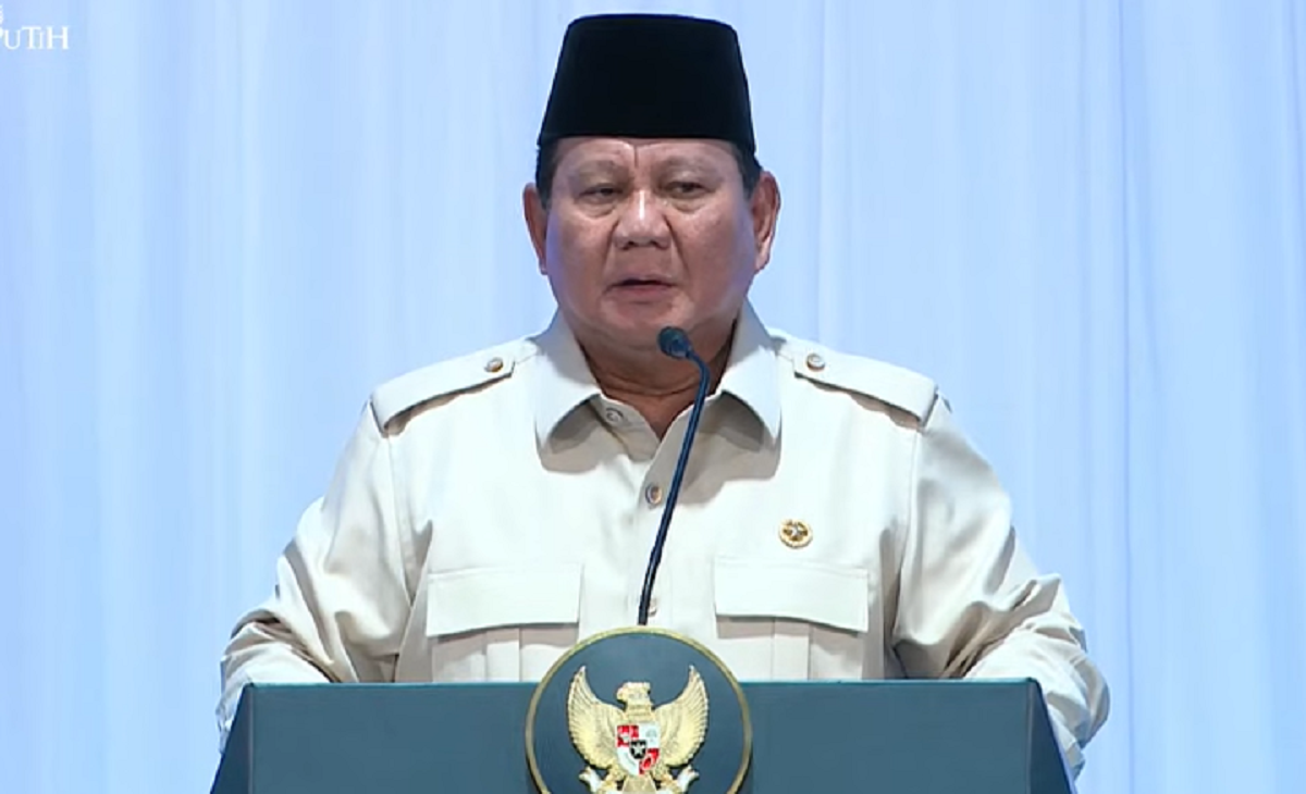 Presiden Prabowo Subianto saat peluncuran program digitalisasi pendidikan di Bekasi, Jawa Barat, Senin (17/11).