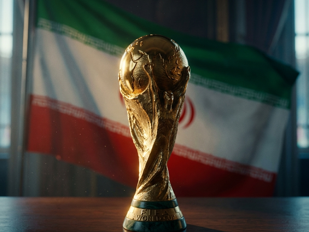 Ilustrasi bendera Iran dan Piala Dunia 2026