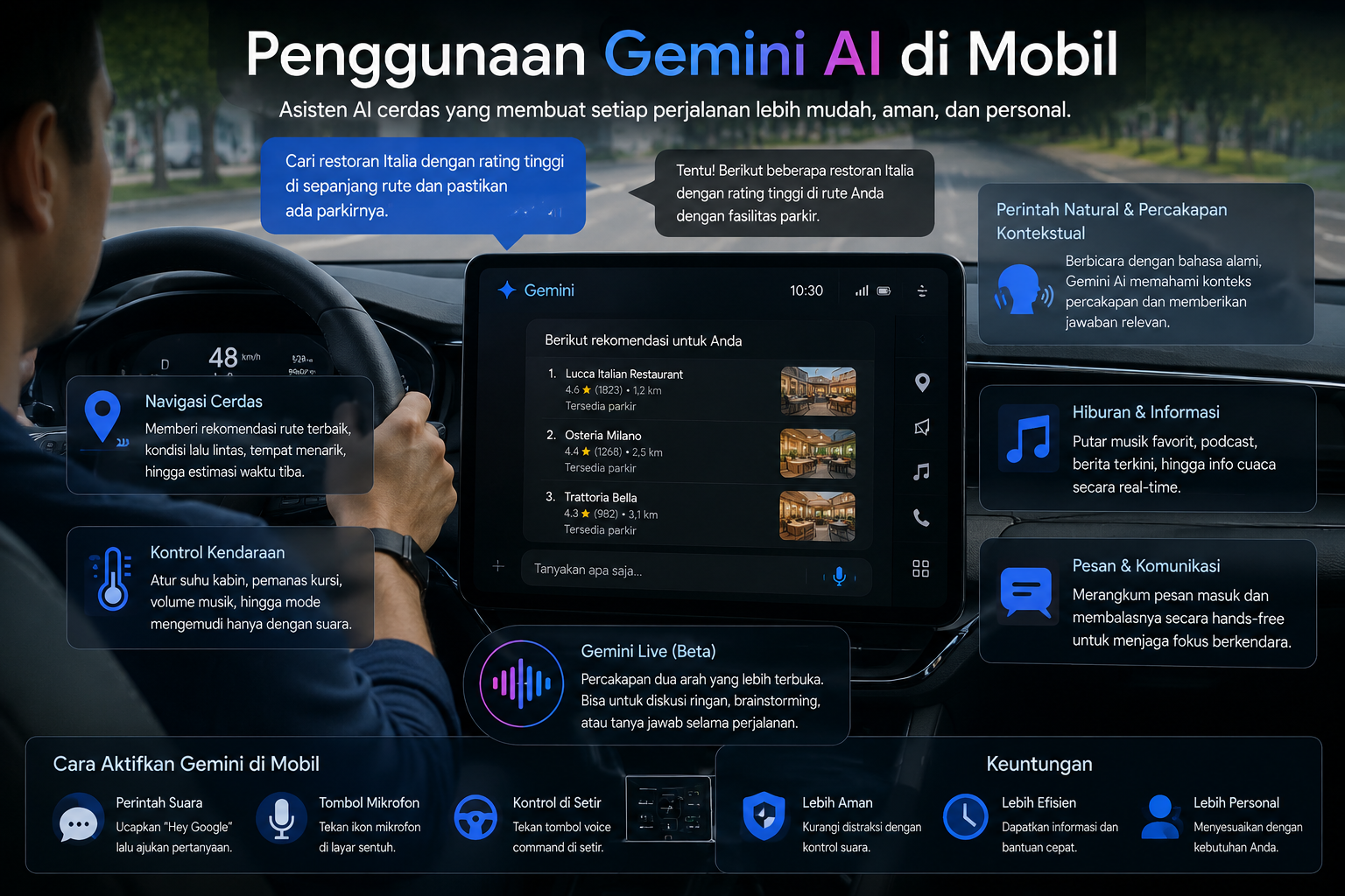 Penggunaan gemini AI di Mobil