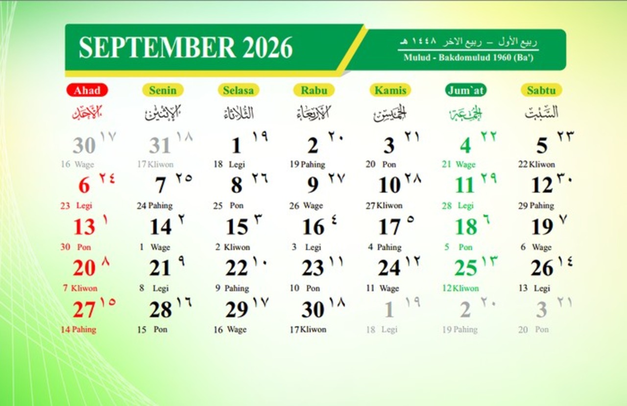 Kalender Islam September 2026