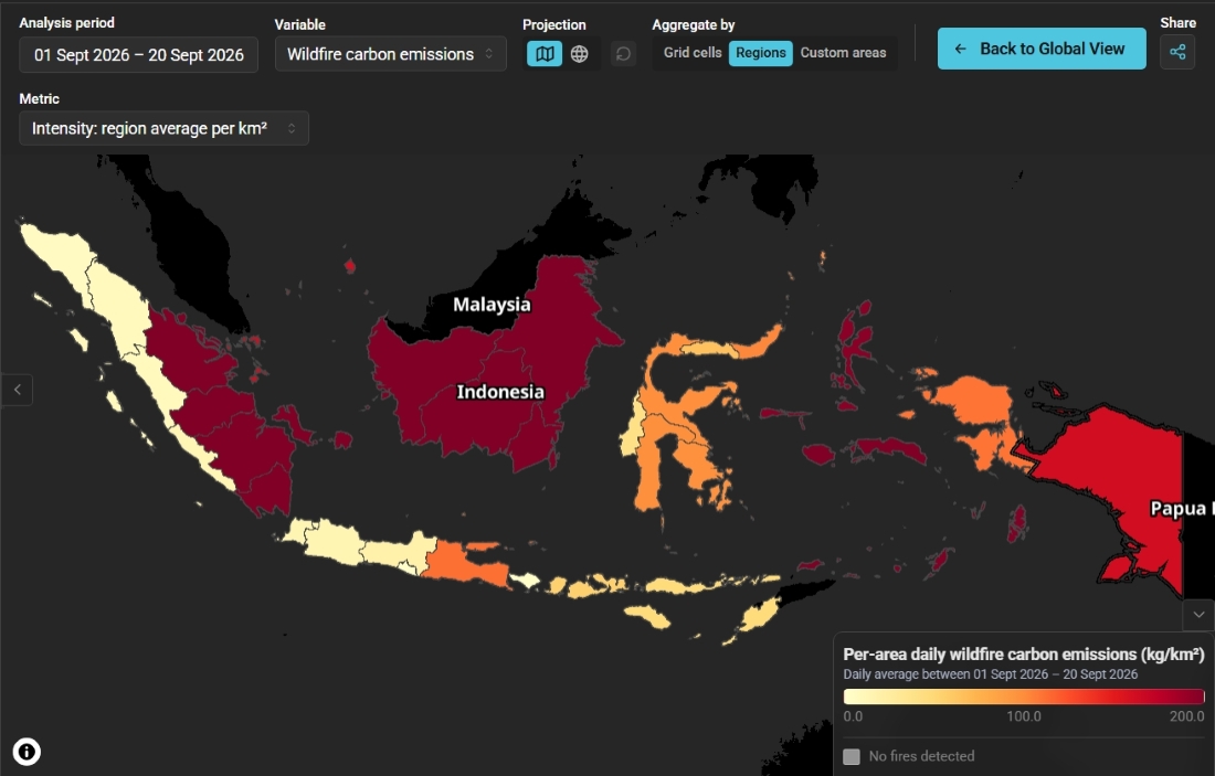 Peta produksi emisi karhutla Indonesia