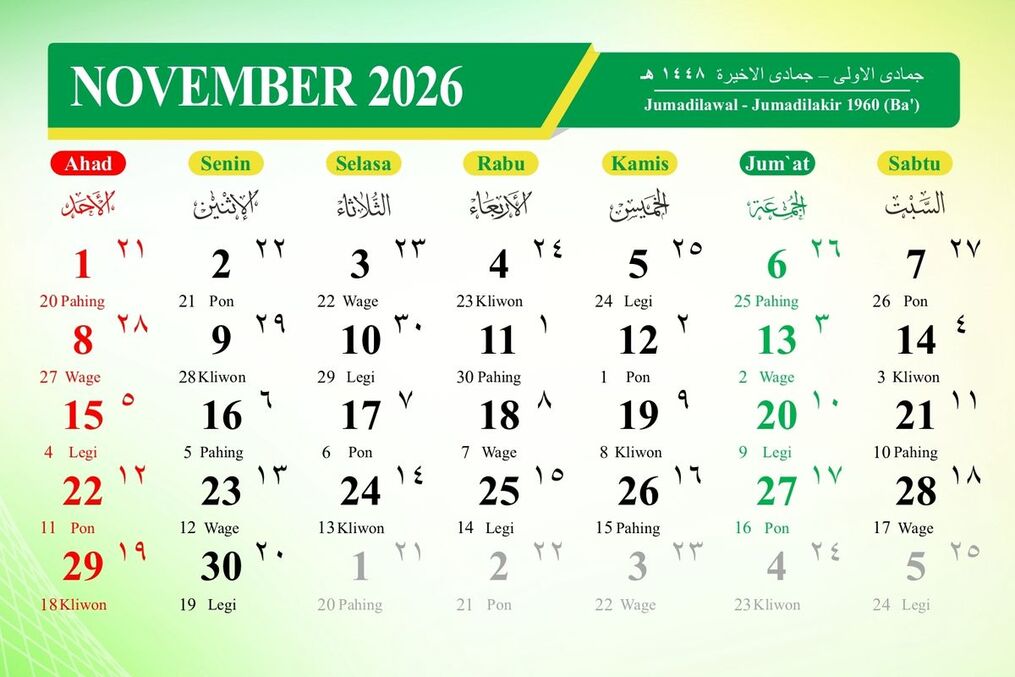 Kalender Jawa November 2026