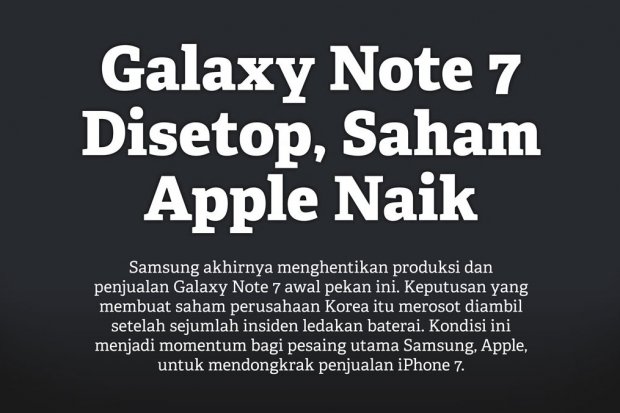 Galaxy Note 7 Disetop, Saham Apple Naik