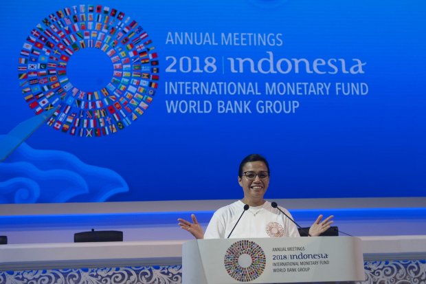 Sri Mulyani di pertemuan IMF-Bank Dunia, Bali 