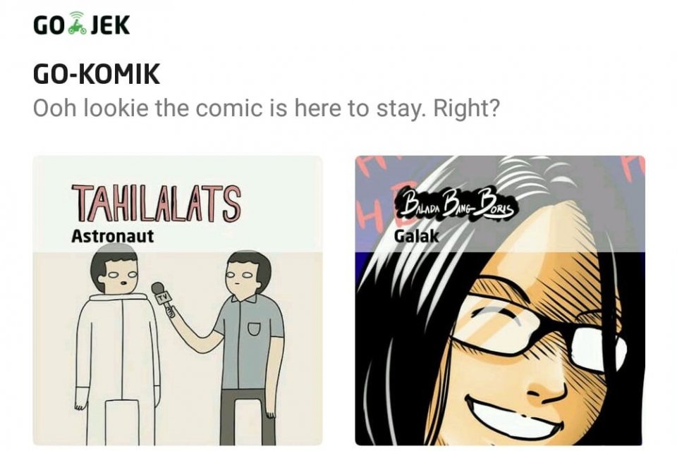 Gojek meluncurkan Go-Komik sebagai salah satu fitur hiburan di platformnya.