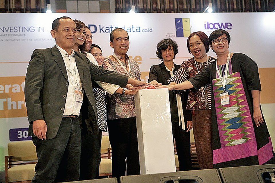 Suasana event Investing in Woman dengan tema Accelerating The Indonesian Economy Through Gender Equality di Jakarta, Selasa, (30/4/2019)
