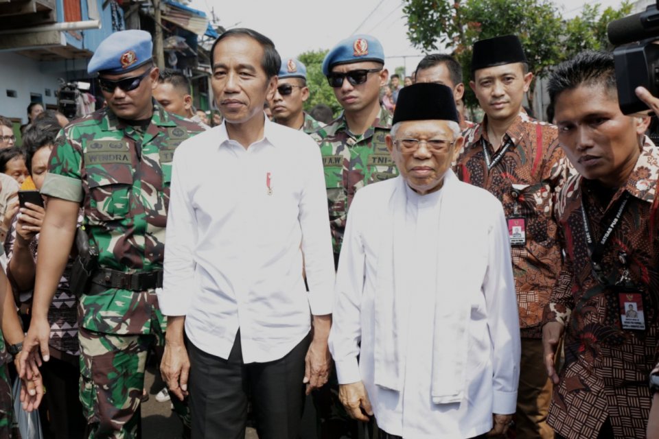 pidato kemenangan Jokowi-Maruf di kampung deret