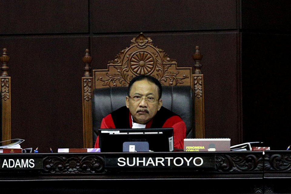 Suhartoyo selaku Hakim dalam sidang permohonan PHPU Pilpres 2019 di gedung MK, Jl Merdeka Barat, Jakarta Pusat, Senin (18/6).