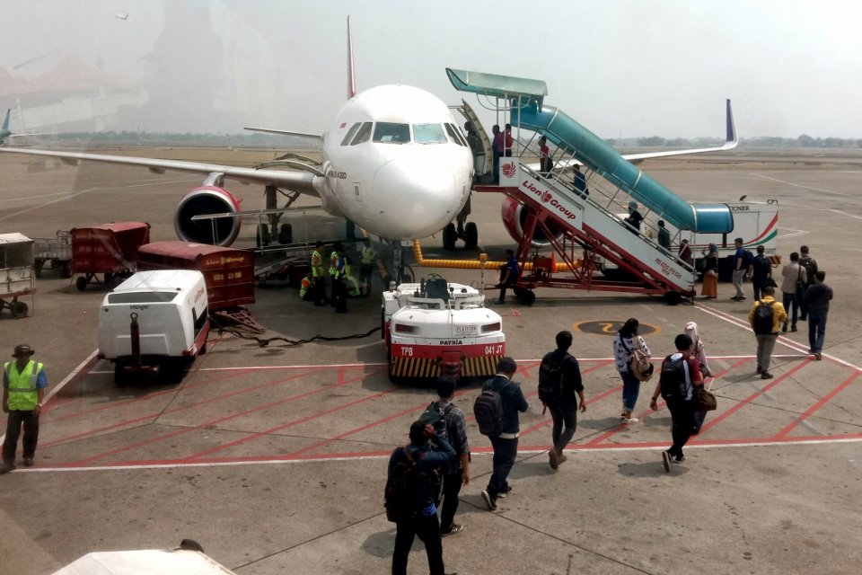 Pesawat Batik Air di Bandar Udara Internasional Soekarno–Hatta, Tangerang, Banten (22/7).