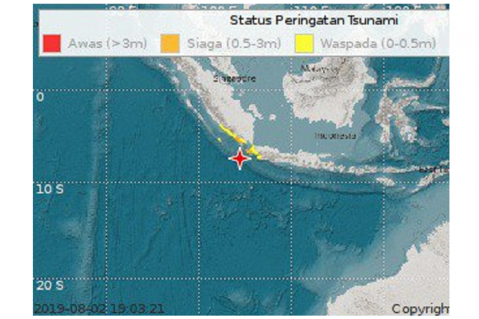 Gempa Banten berpotensi menimbulkan tsunami, Jumat (2/8).