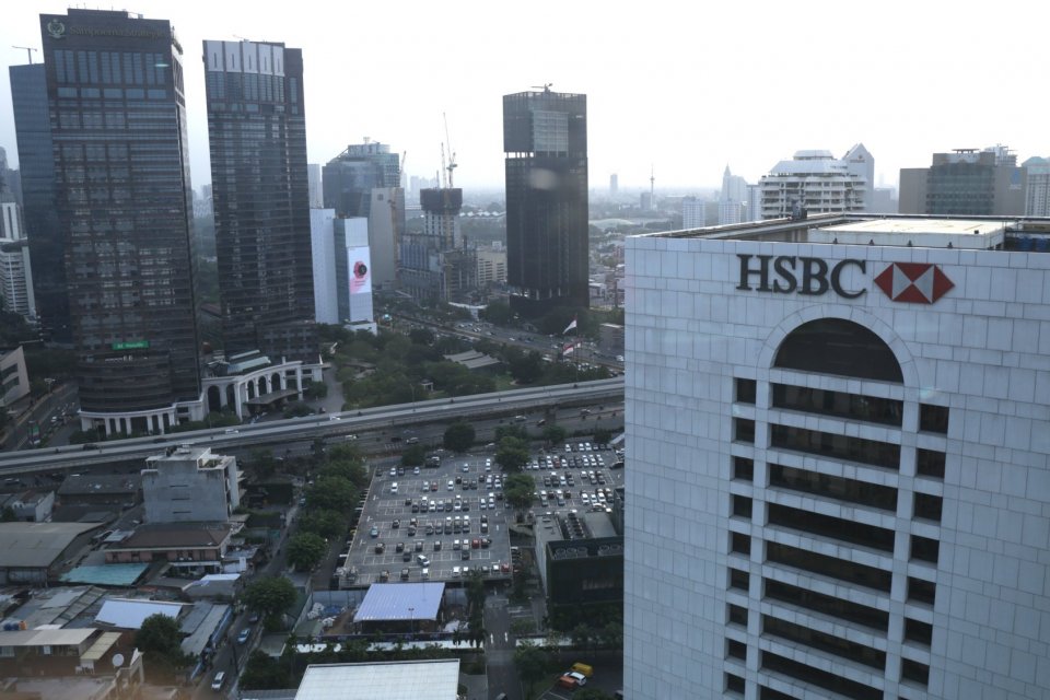 Gedung HSBC di kawasan Sudrman, Jakarta Pusat (6/8). Bank