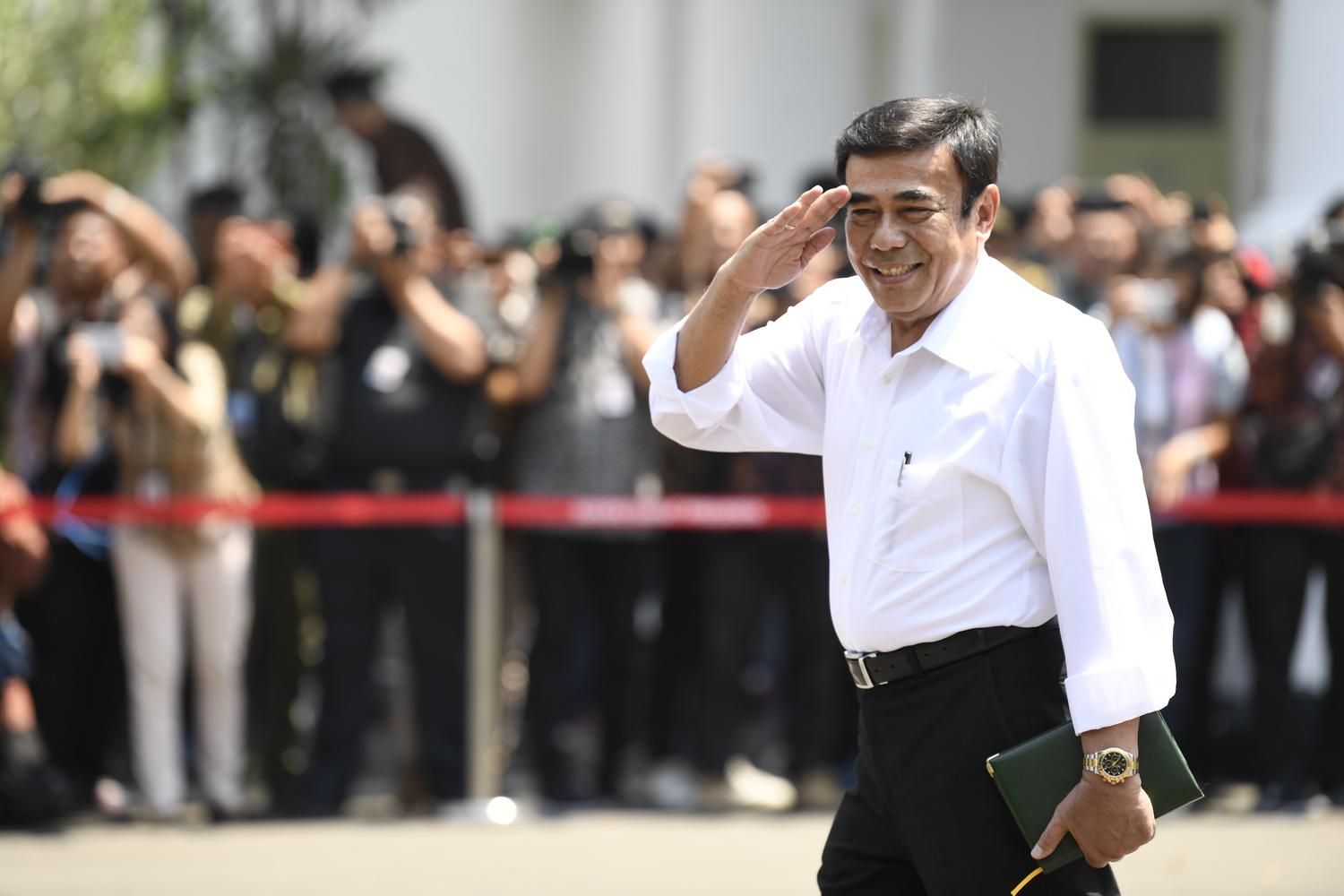 Mantan Wakil Panglima TNI Jenderal TNI (Purn) Fachrul Razi tiba di Kompleks Istana Kepresidenan di Jakarta, Selasa (22/10/2019). Fachrul resmi ditunjuk Jokowi sebagai menteri agama periode 2019-2024.