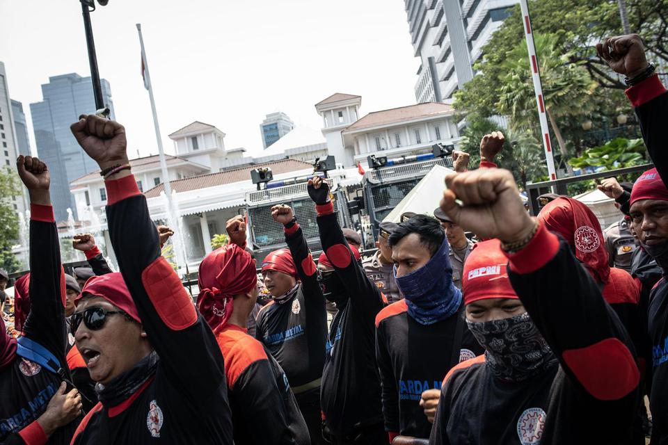Ilustrasi, demonstrasi serikat pekerja. Menjelang hari buruh internasional, Kepolisian memastikan tidak akan memberikan izin serikat pekerja untuk melakukan demonstrasi.