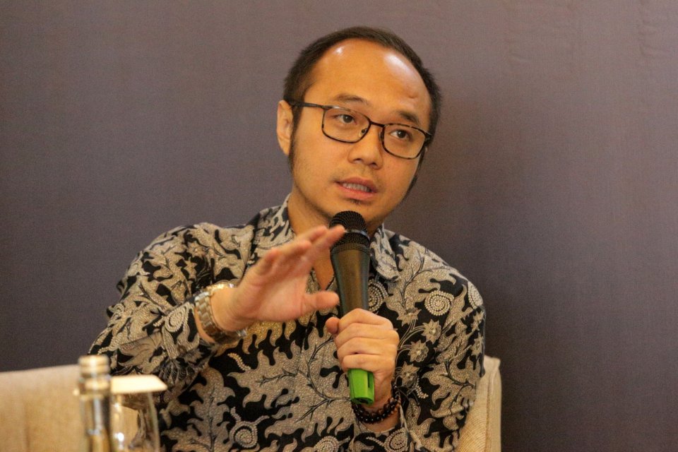 Yunarto Wijaya selaku Direktur Eksekutif Charta Politika di Hotel Raffles, Jakarta (26/11/2019).