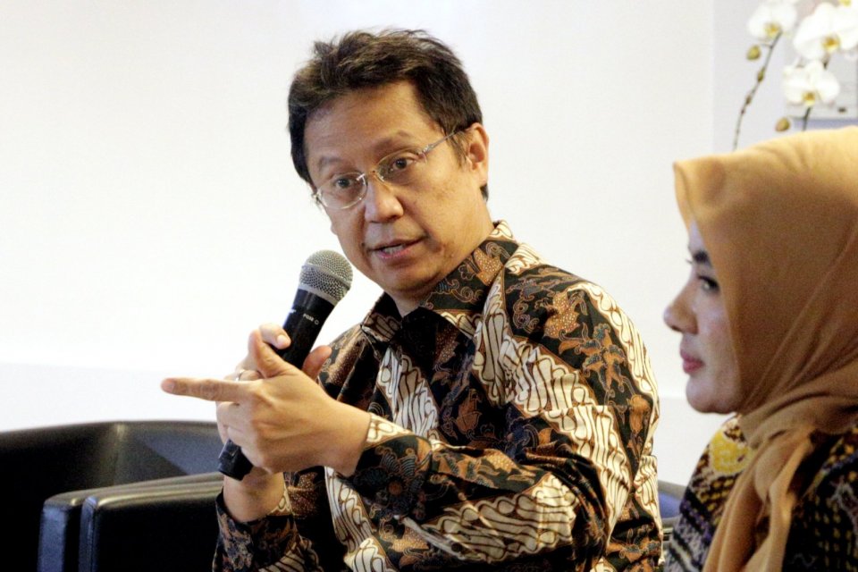 Wakil Menteri BUMN, Budi Gunadi Sadikin memeberikan paparan di Kementerian BUMN Lounge, Jakarta (12/12/2019). \