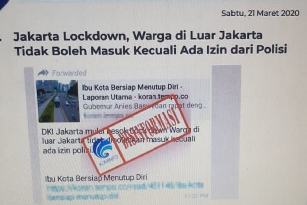 Kominfo Cap Hoaks Informasi Mengenai Jakarta Lockdown