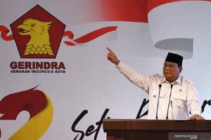 Prabowo Subainto saat memimpin KLB Partai gerindra hari Sabtu (8/8).
