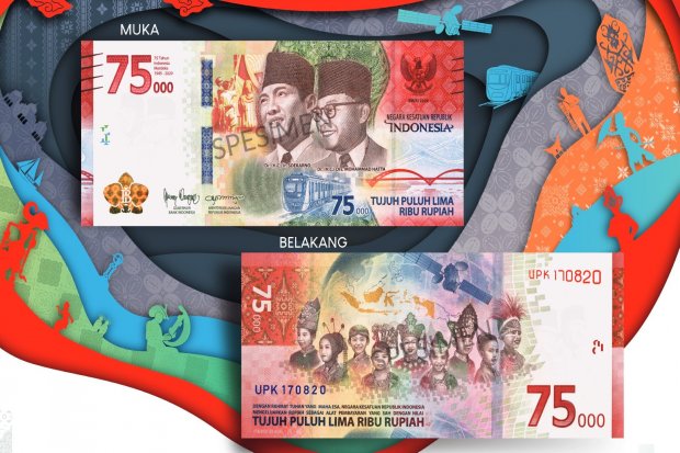 BI meluncurkan uang edisi khusus hari ulang tahun kemedekaan RI ke-75 dalam bentuk pecahan Rp 75 ribu pada Senin (17/8).