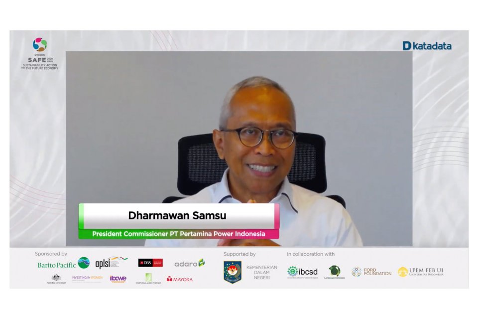 President Commissioner, PT Pertamina Power Indonesia Dharmawan H. Samsu memaparkan materi dalam acara webinar SAFE Forum 2020: The Future of Fossils Fuels: Shifting the Conversation, Kamis (27/8/2020).
