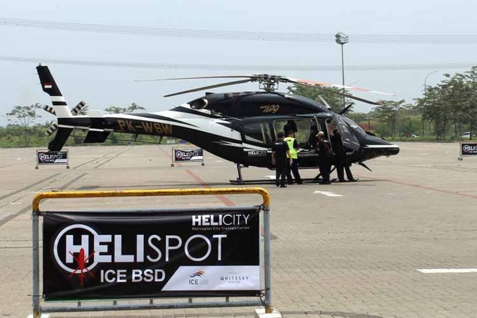 Salah satu titik layanan Helicity di ICE, BSD. Layanan taksi terbang milik Whitesky Aviation, Helicity, melayani pengantaran dan penjemputan konsumen hingga ke 72 titik di Jakarta.