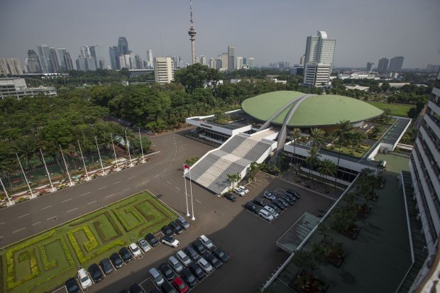 Suasana kompleks Parlemen, Senayan, Jakarta, Rabu (14/7/2021). Sidang Tahunan MPR RI Tahun 2021 hanya akan dihadiri 57 pejabat. ANTARA FOTO/Aditya Pradana Putra/wsj.