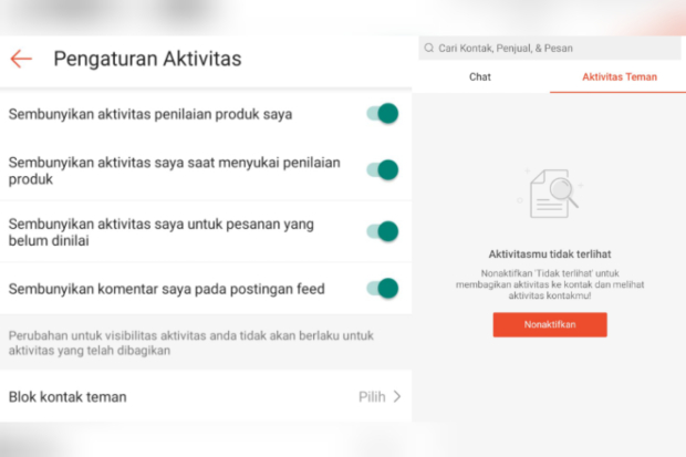 Fitur Aktivitas Teman di Shopee