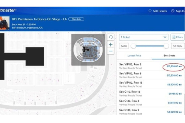 Tiket konser BTS di website Ticketmaster