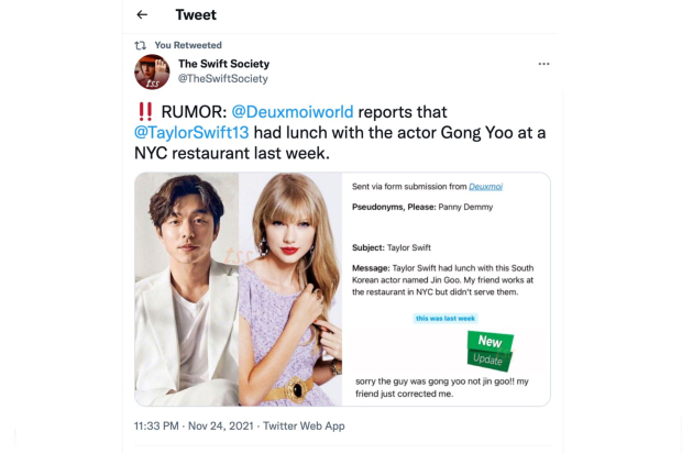 Gong Yoo dan Taylor Swift