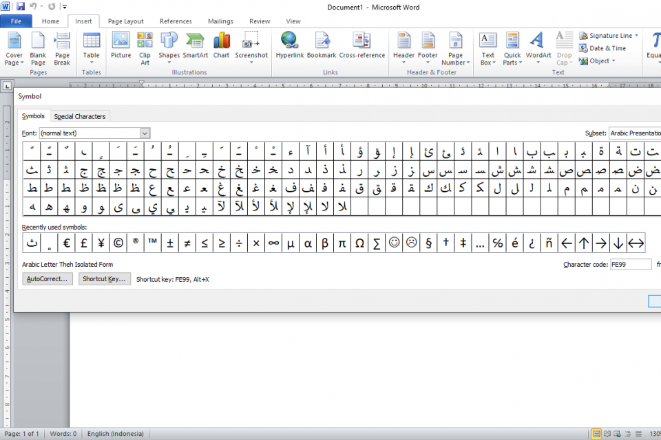 Cara menulis arab di Word