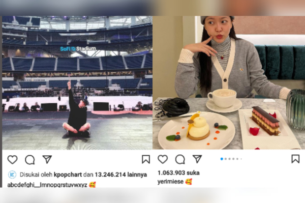 Instagram Jungkook BTS dan Yeri Red Velvet