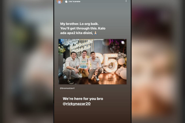 Dukungan Verrel Bramasta untuk Rizky Nazar
