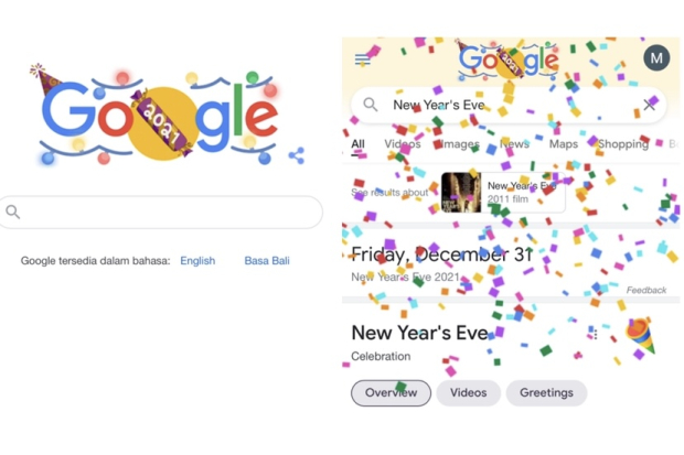 Google Doodle malam tahun baru