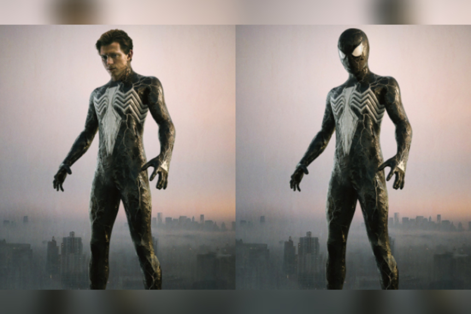 Tom Holland memakai kostum Spider-Man Venom