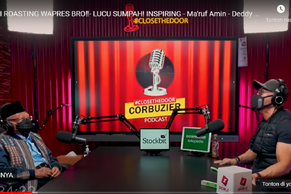 Wakil Presiden Ma’ruf Amin hadir dalam acara podcast Deddy Corbuzier sebagai salah satu Youtuber terkaya di Indonesia 