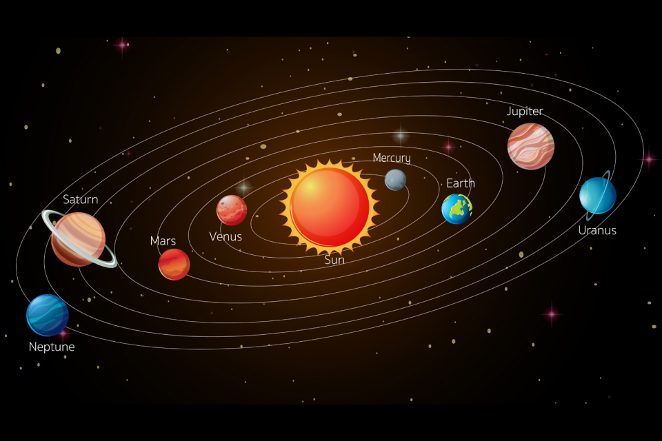Ilustrasi tata surya beserta planet-planetnya