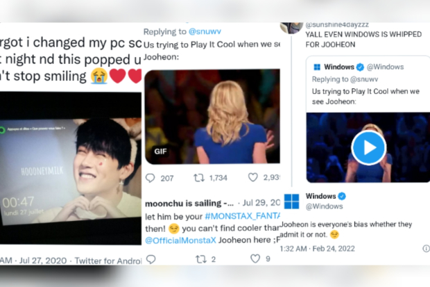 Interaksi fans Joohoney dan Microsoft Windows