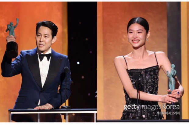 Lee Jung Jae dan Jung Ho Yeon di SAG Awards 2022