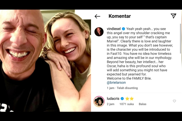 Brie Larson dan Vin Diesel