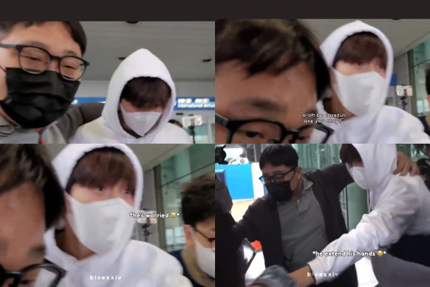 Kim Seon Ho khawatirkan seseorang nyaris terjatuh di bandara Incheon