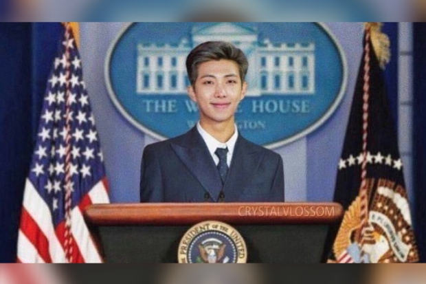 Editan fans foto RM BTS saat berpidato di White House