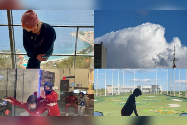 Kemiripan status V BTS (bawah) dan G-Dragon (atas)