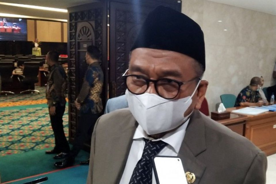 Politikus Partai Gerindra M. Taufik di Gedung DPRD DKI Jakarta, Kamis (2/6/2022). (ANTARA/Dewa Ketut Sudiarta Wiguna)\