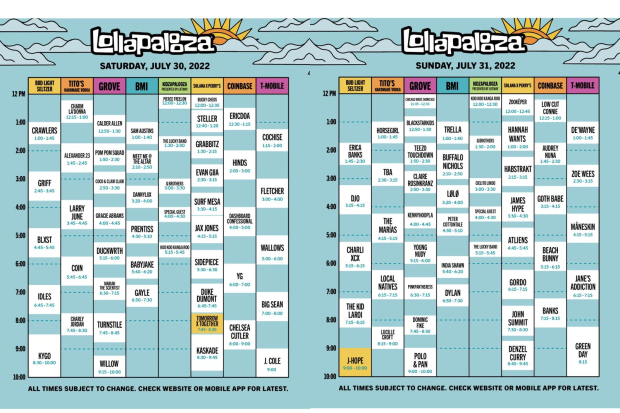 Jadwal manggung TXT dan J-Hope BTS di Lollapalooza