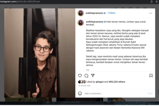 Ardhito Pramono bebas