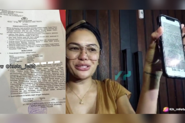 (Kanan) surat Nikita Mirzani sebagai tersangka, (kiri) sebagai saksi