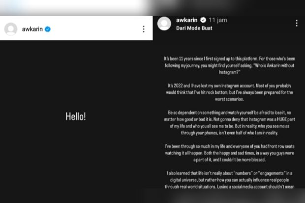 Awkarin pensiun dari akun lama