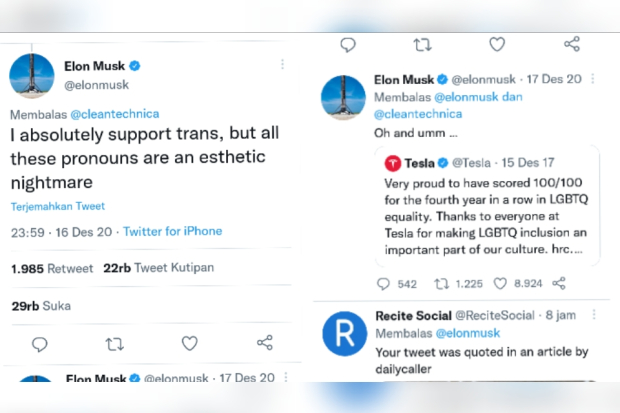 Cuitan Elon Musk yang dianggap bermasalah