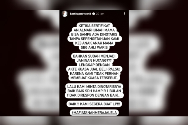 Kasus mafia tanah Kartika Putri
